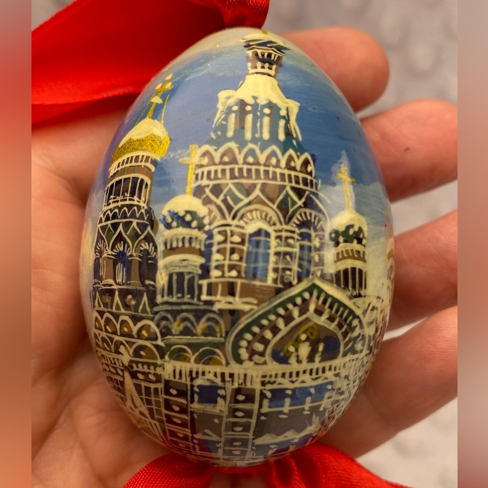 Traditional Hand-painted Russian Lacquer Egg from St. Petersburg